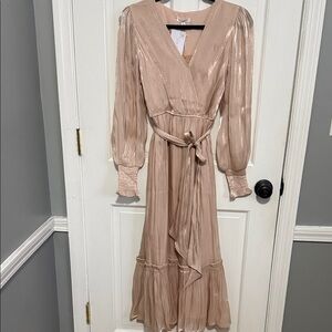 Blu Pepper Shimmering Tan Long Sleeve Dress